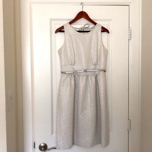 Eliza J Cocktail Dress, Oyster color with silver threading, Size 8